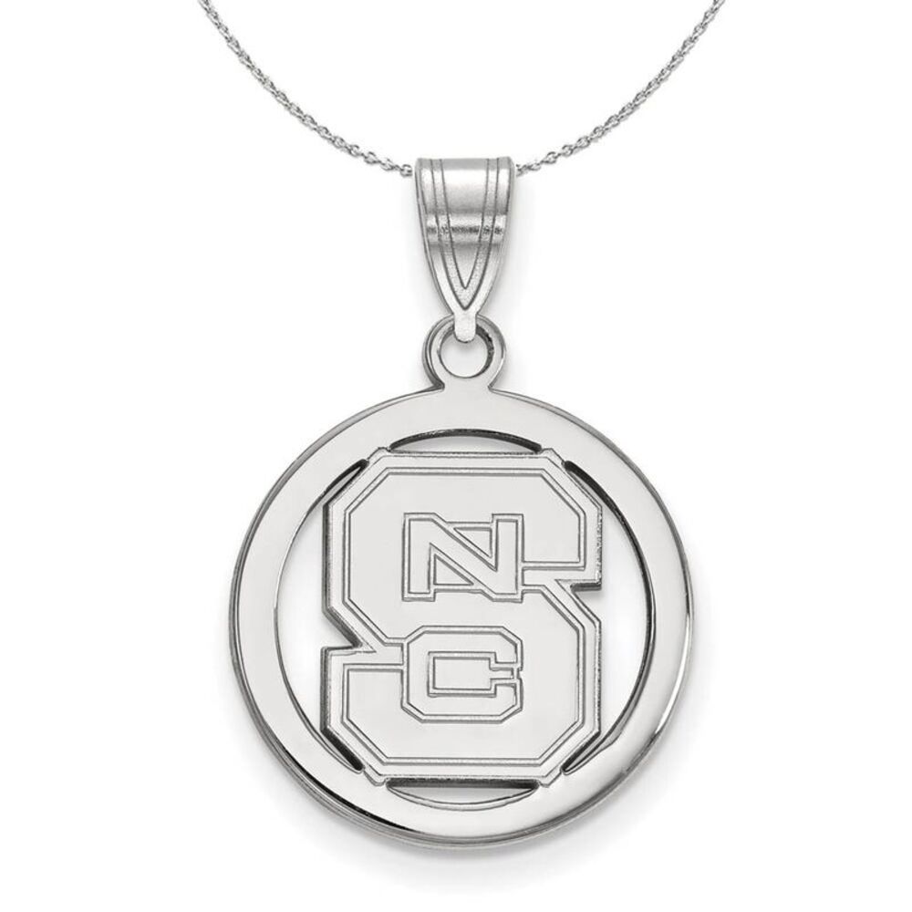 Sterling Silver North Carolina Small Circle Necklace - 24 Inch